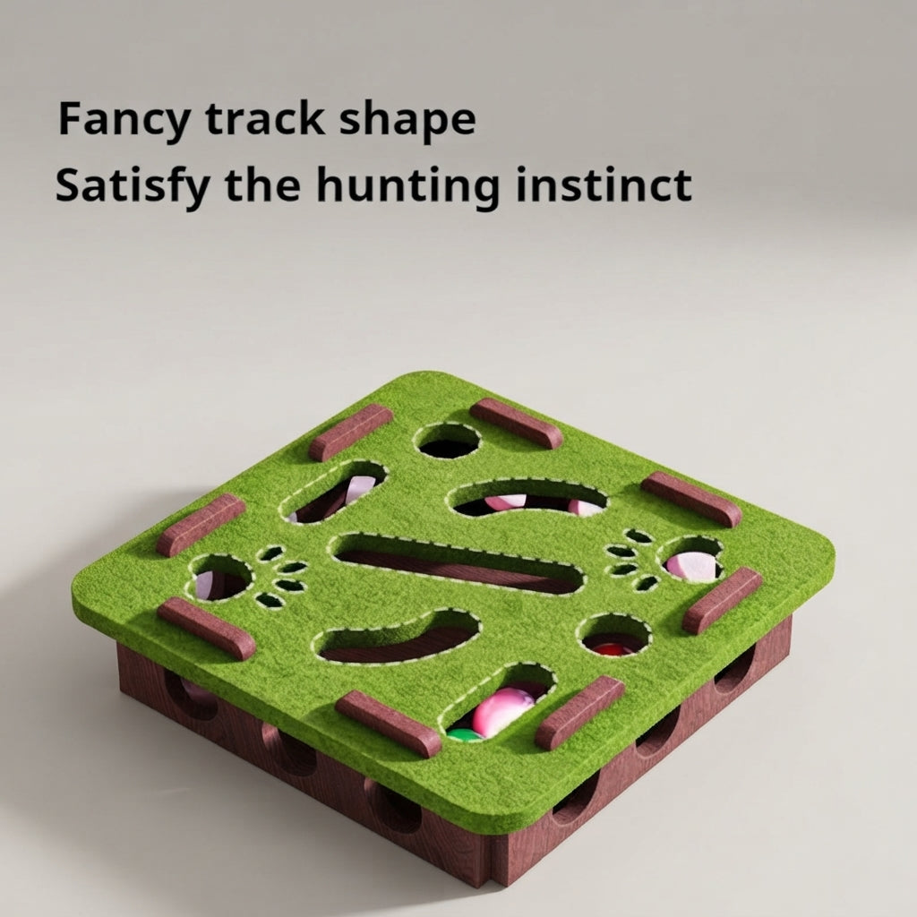 Plateau Labyrinthe Interactif en Feutre avec Grelots Oukita - Jouet d'Occupation Anti-Ennui pour Chat