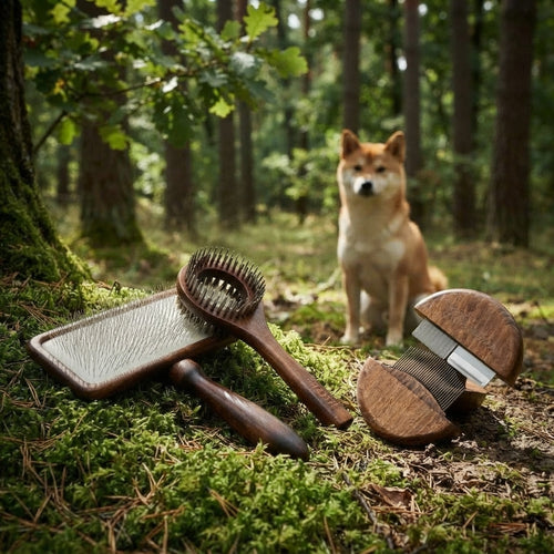 Brosse de Toilettage Professionnelle en Bois Massif Oukita - Soin & Pelage Lumineux