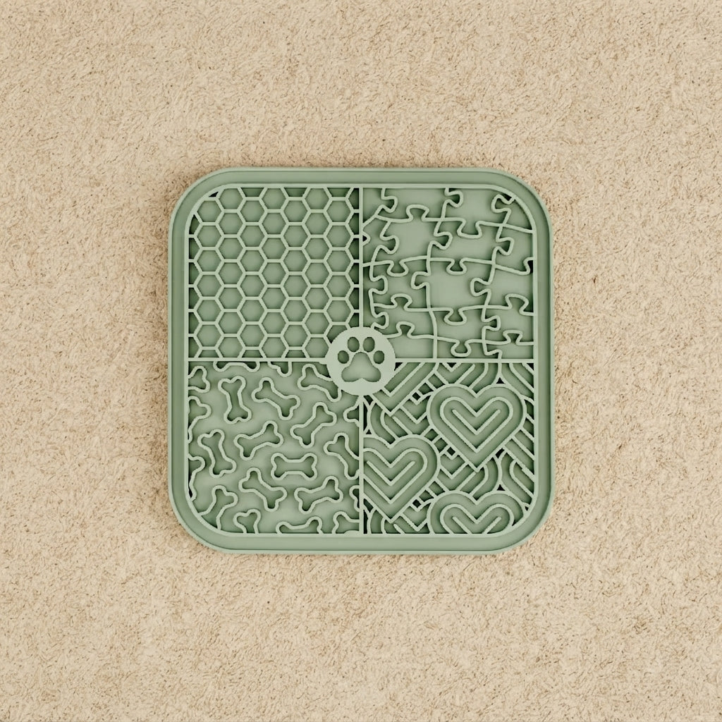 Tapis de Léchage Anti-Stress 4 Zones Oukita - Tapis d'Occupation pour Chien & Chat (20x20 cm)