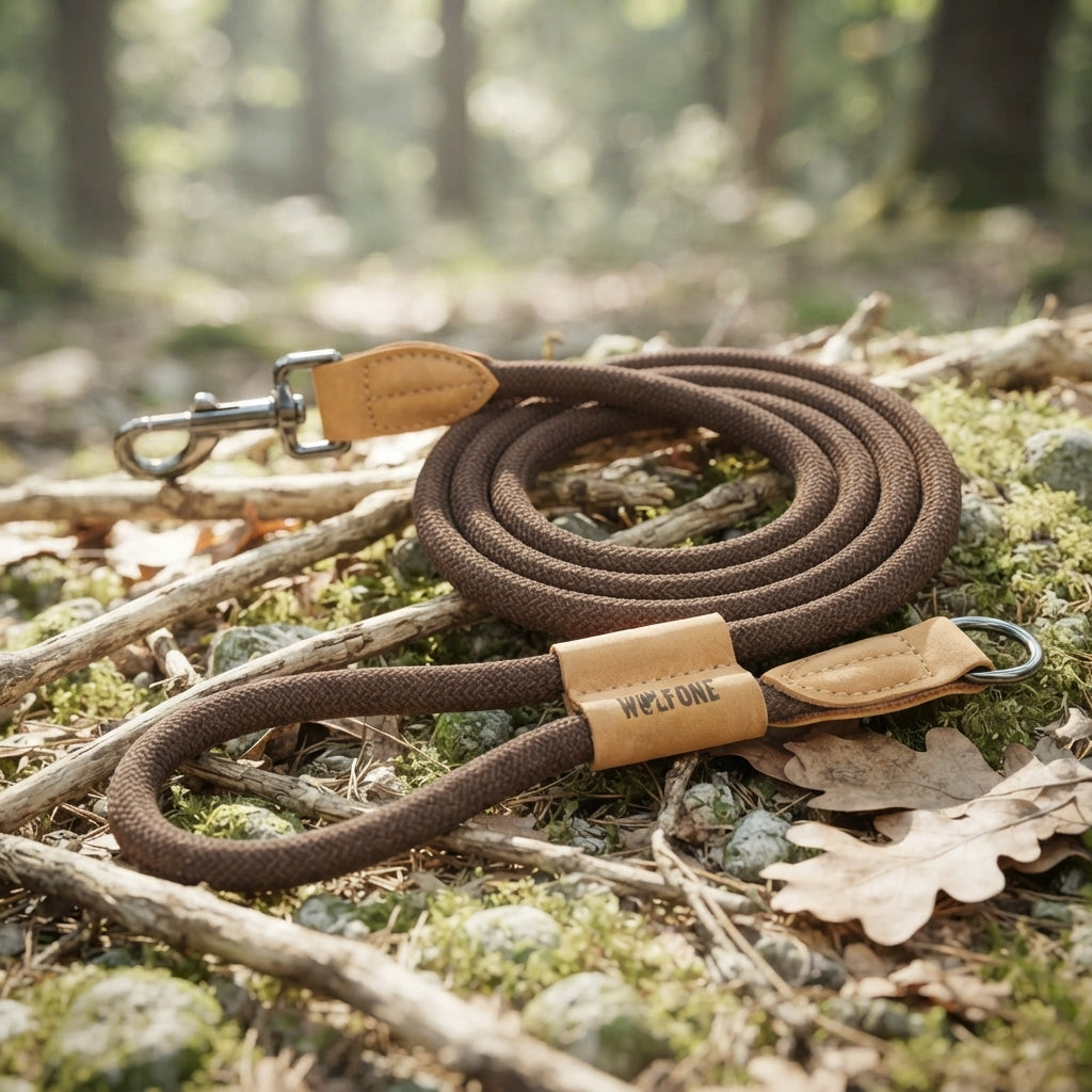 Laisse Mains Libres Ajustable en Corde Tressée Oukita - Style Rustique & Confort pour Balade