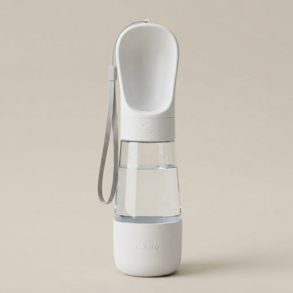 Bouteille d'Eau Portable d'Aventure pour Chien - 2-en-1 avec Réservoir à Croquettes