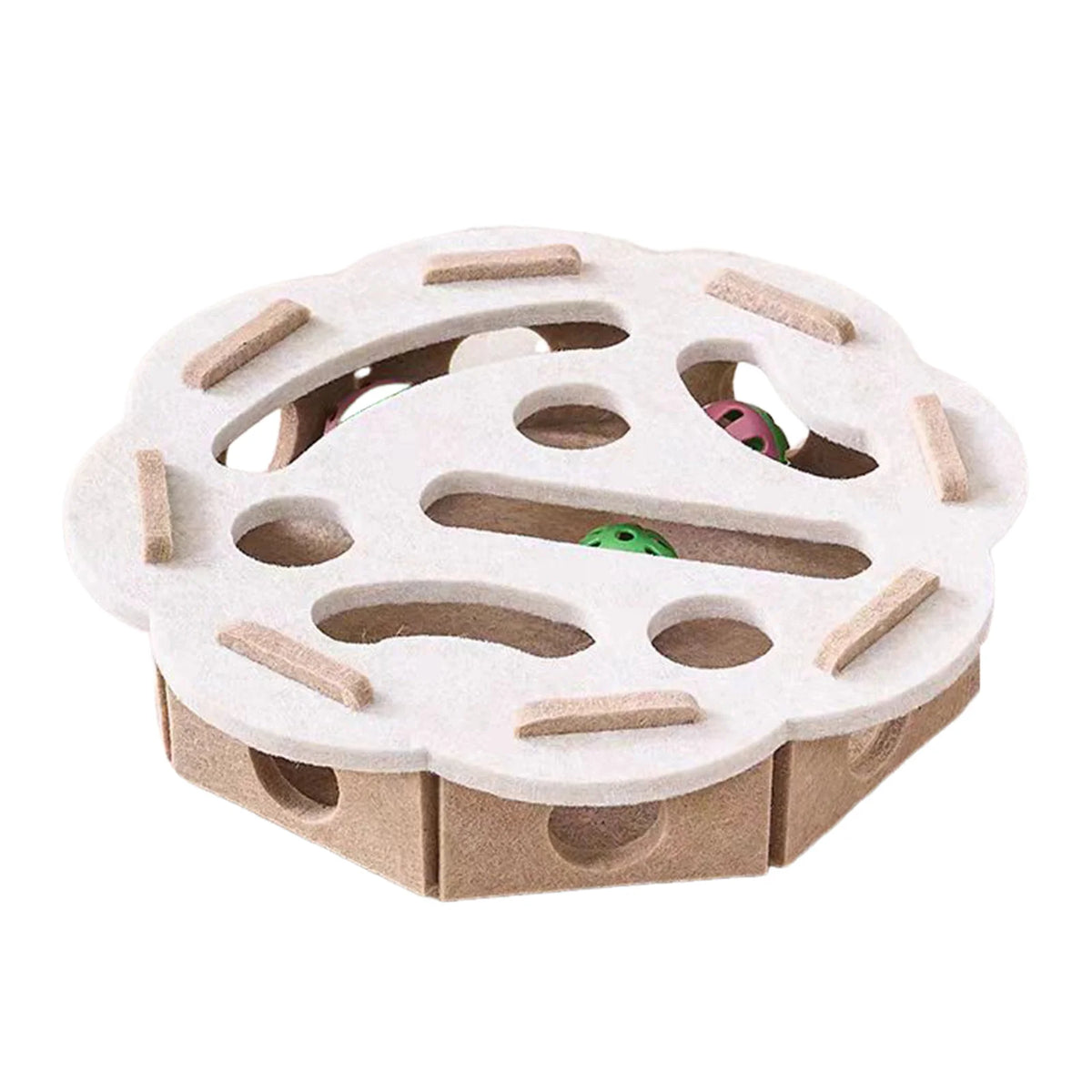 Plateau Labyrinthe Interactif en Feutre avec Grelots Oukita - Jouet d'Occupation Anti-Ennui pour Chat