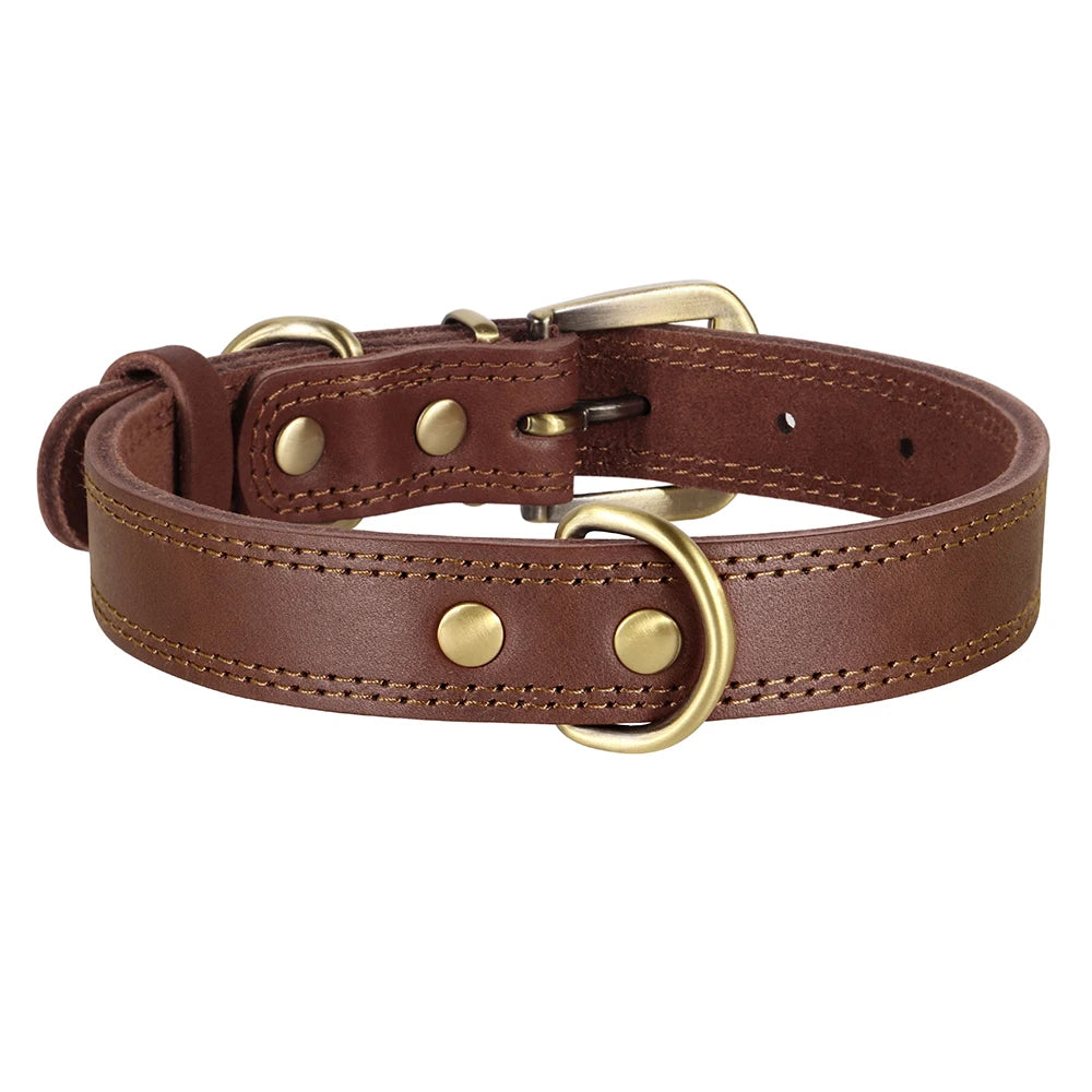 Collier pour Chien en Cuir Véritable Renforcé Oukita - Élégance Rustique & Robustesse