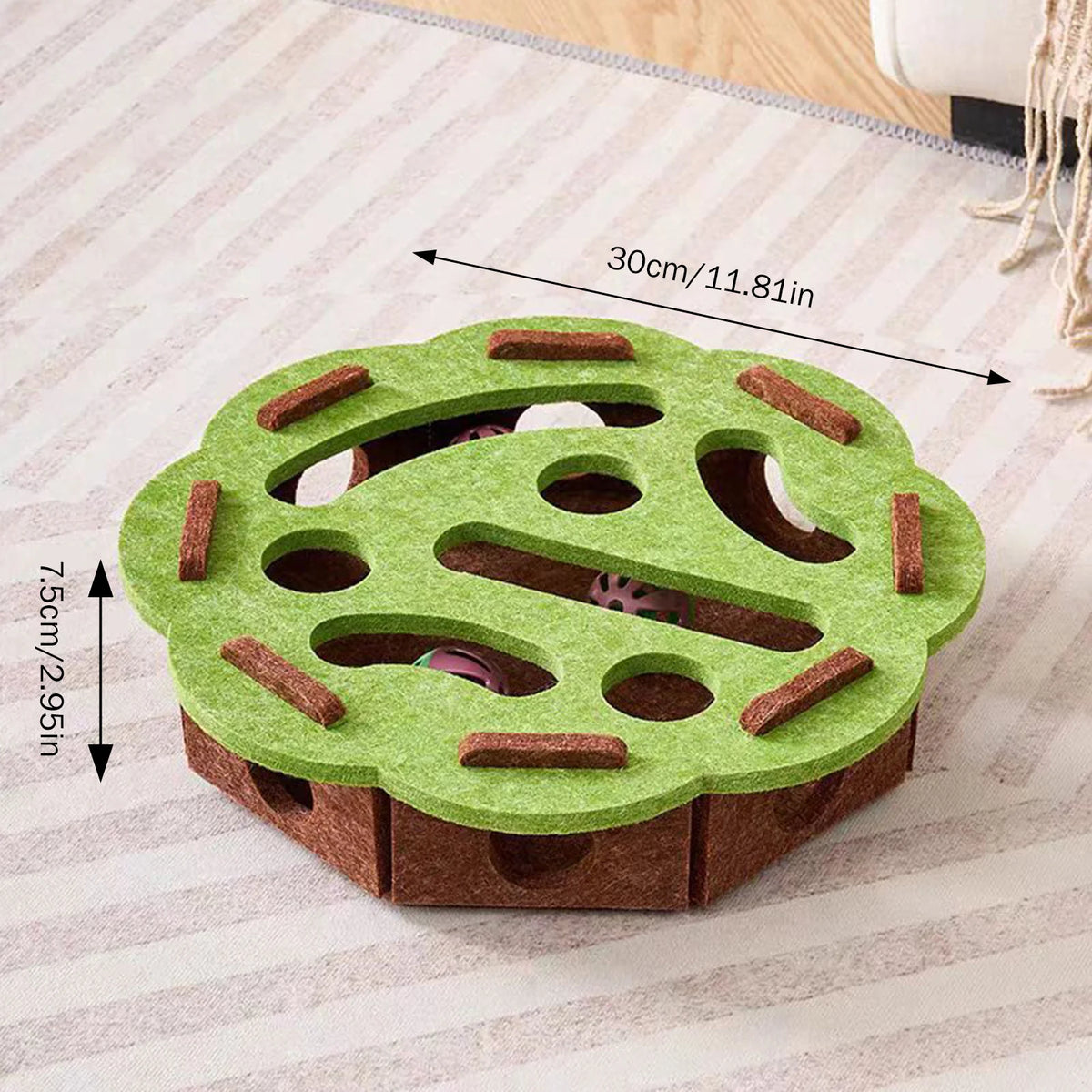 Plateau Labyrinthe Interactif en Feutre avec Grelots Oukita - Jouet d'Occupation Anti-Ennui pour Chat