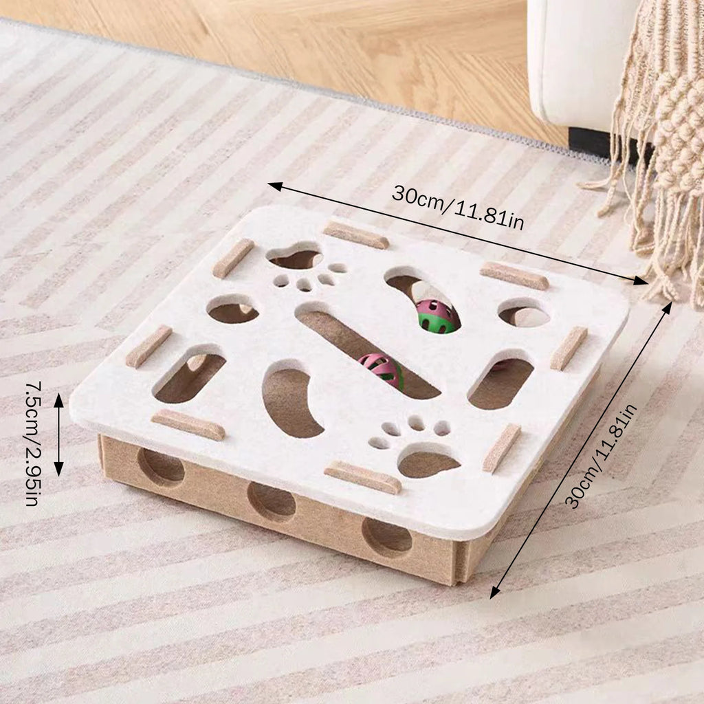 Plateau Labyrinthe Interactif en Feutre avec Grelots Oukita - Jouet d'Occupation Anti-Ennui pour Chat